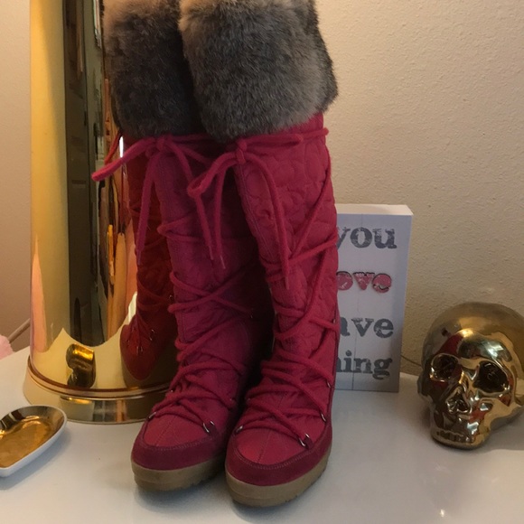 Coach signature fur boots - Picture 1 of 6